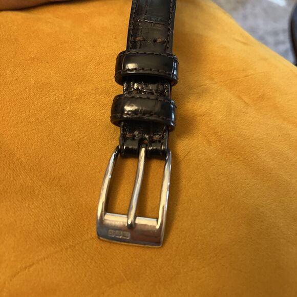 Ralph Lauren Genuine Alligator Leather Belt Dk Brown Sterling Silver Buckle 28 - Picture 11 of 16